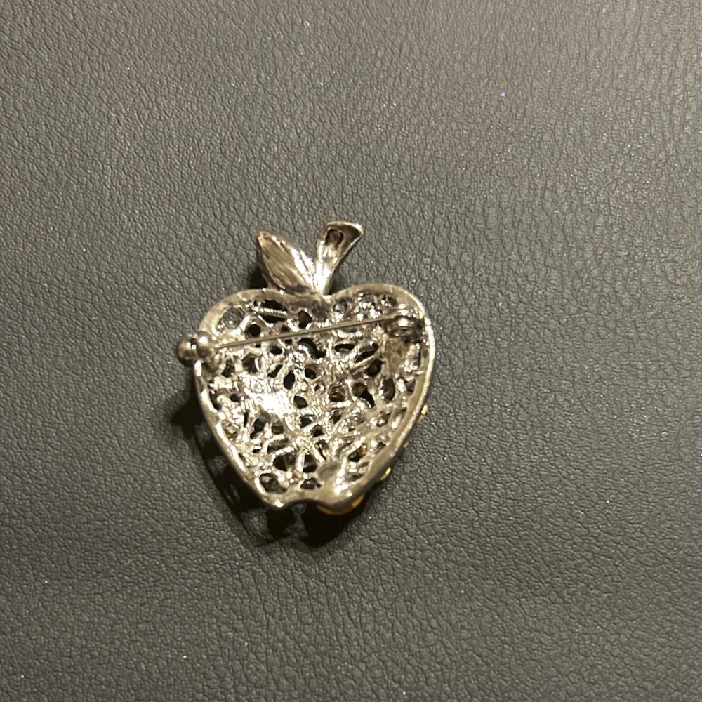 Vintage Multicolor Jeweled Apple Brooch Pin - Picture 3 of 8